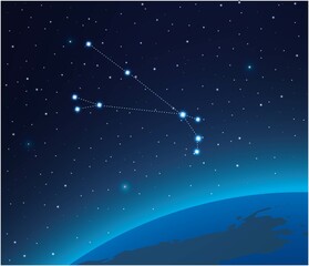 Constellation Aries with planet in deep space