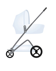 White baby stroller. vector illustration