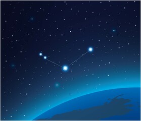 Obraz na płótnie Canvas Constellation Canes venatici with planet in deep space 