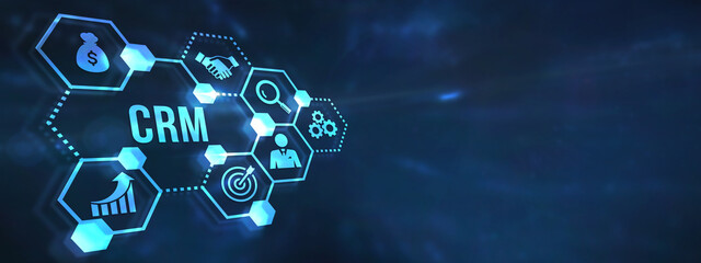 Internet, business, Technology and network concept.CRM Customer Relationship Management. 3d illustration.