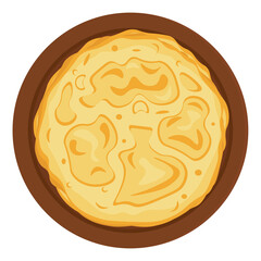 Pancake on a plate. Vector illustration on the theme of homemade baking.
