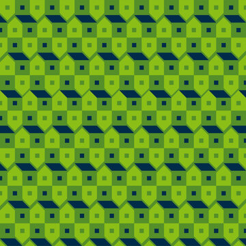Green Houses Background. Seamless geometric pattern.
Eco Real Estate.
