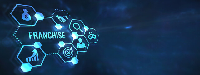 Internet, business, Technology and network concept. Franchise concept. 3d illustration.