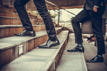 businessman walk up stair at Street City Centre ,Business Concept.