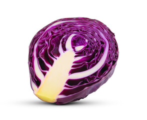 Fototapeta premium Cut red cabbage on white background