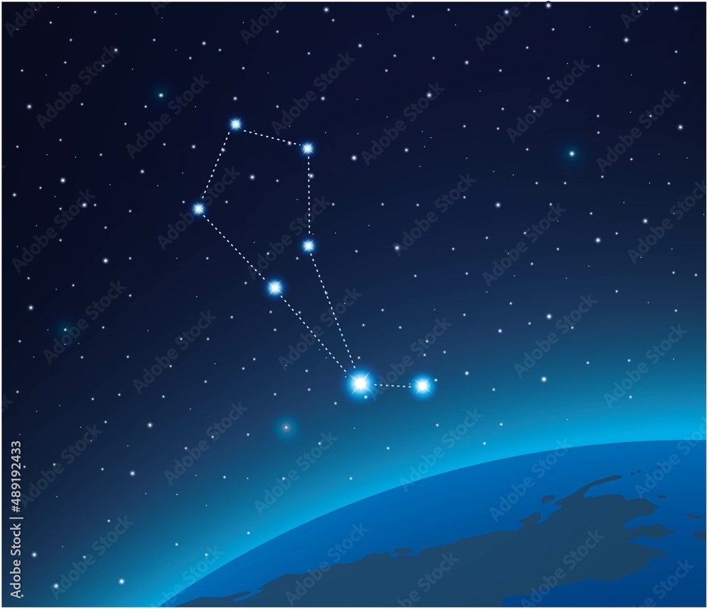 Wall mural constellation bootes with planet in deep space