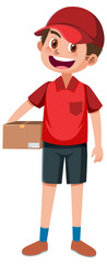 Delivery man cartoon character on white background