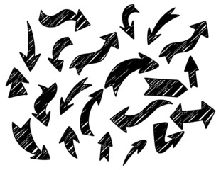 Set of arrows in different directions on white background