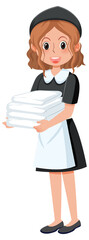 A housekeeper cartoon character on white background