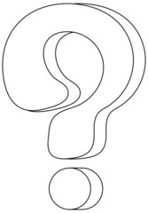Mathematics question mark symbol doodle outline for colouring