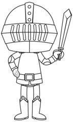 Knight doodle outline for colouring