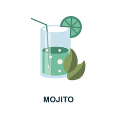 Mojito flat icon. Colored element sign from drinks collection. Flat Mojito icon sign for web design, infographics and more.