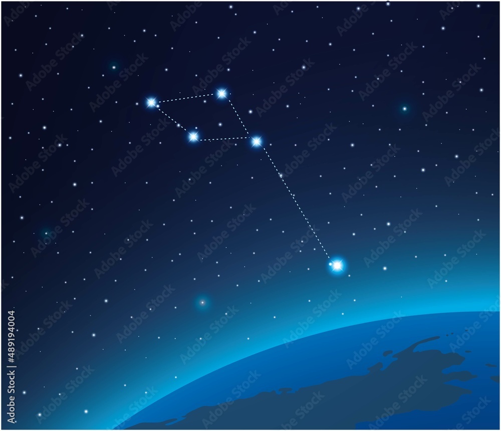 Wall mural constellation dolphin with planet in deep space