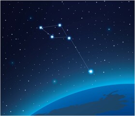 Obraz na płótnie Canvas Constellation Dolphin with planet in deep space 