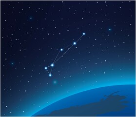 Fototapeta na wymiar Constellation Dorado with planet in deep space