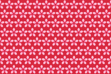 赤に近いピンク地にピンクの桜のシームレスパターン
