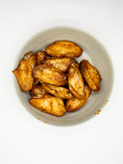 Dinner, a plate of roast chicken wings