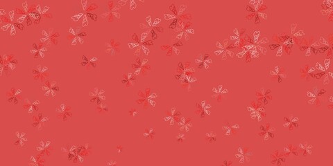 Light red, yellow vector abstract texture with leaves.