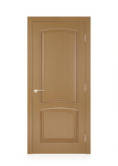 Fototapeta premium the inner door is new made of natural veneer with a beautiful texture with fittings 