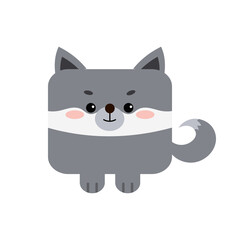 Square forest animal face with paws icon isolated on white background. Cute cartoon square shape kawaii kids avatar character. Vector flat clip art illustration mobile ui game application.