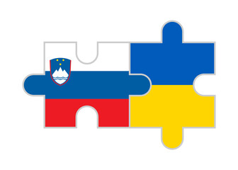 puzzle pieces of slovenia and ukraine flags. vector illustration isolated on white background