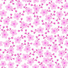 pink cherry blossom seamless pattern. pink Japanese floral pattern. Korean style. good for fabric, kimono, dress, wallpaper, fashion, etc.