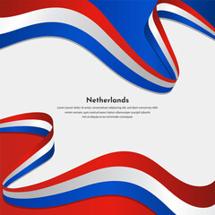 Netherlands independence day with wavy flag illustration.  Holland independence day vector illustration. Waving flag Netherlands vector illustration.
