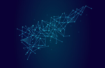 Network abstract connection isolated on blue background. Network technology background with dots and lines. Ai background. Modern abstract concept. Ai background vector, network technology	