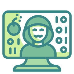 hacker blue line icon