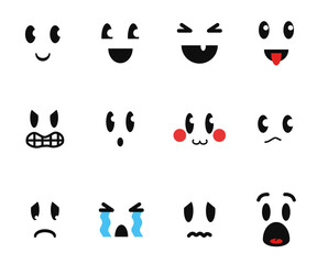 Set of various funny emoticons. Emotions. Vector illustration.
