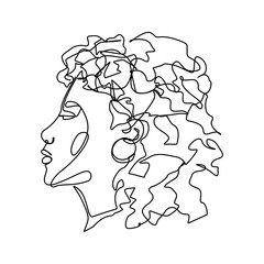 continuous line drawing abstract woman side view vector illustration
