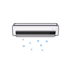 Air conditioning, cooling breeze blows cold. flat vector illustration isolate on a white background.