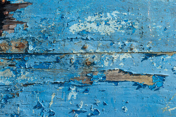 Old blue wood texture background. Dirty rustic wooden backdrop