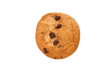 oatmeal cookies with chocolate pieces isolated on white background