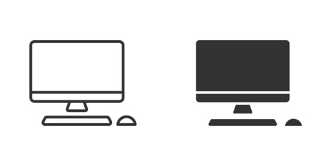 Personal computer in flat style. Desktop pc vector illustration on isolated background. Monitor display sign business concept.