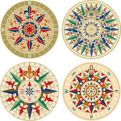 Antique nautical compass wind rose vector collection © PrintingSociety
