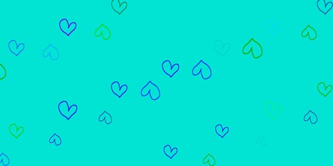 Light Multicolor vector background with hearts.