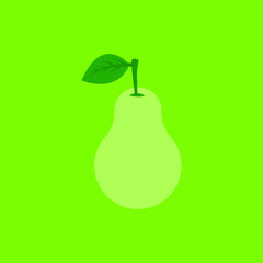 ripe whole pear with leaf. whole juicy fruit on green background. vector illustration, eps 10.