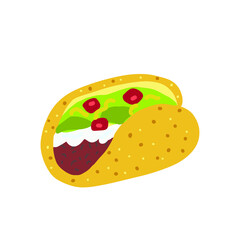 Cartoon tacos. Cute hand drawn vector illustration. Restaurant touristic design element