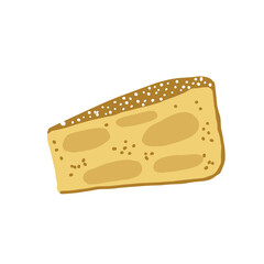 Apple cake. Traditional bakery tasty cartoon illustration. Hand drawn dessert vector design element.