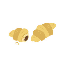 Croissant. Traditional bakery tasty cartoon illustration. Hand drawn dessert vector design element.