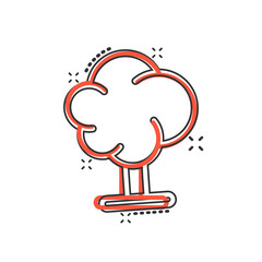 Tree icon in comic style. Forest cartoon vector illustration on white isolated background. Plant splash effect sign business concept.