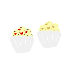 Cupcake. Traditional bakery tasty cartoon illustration. Hand drawn dessert vector design element.