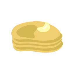 Pancakes. Traditional bakery tasty cartoon illustration. Hand drawn dessert vector design element.