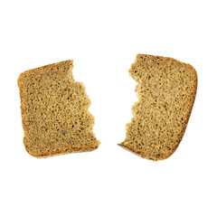 The isolate of two pieces of rye bread.