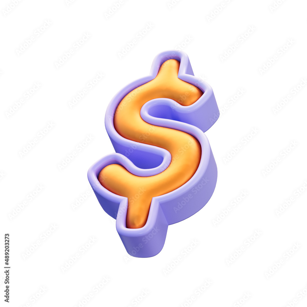 Poster realistic glossy dollar sine icon 3d render concept for using money and like a symbol