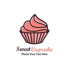 Cupcake bakery logo template illustration