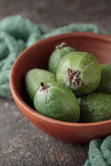 Feijoa in a bowl on table