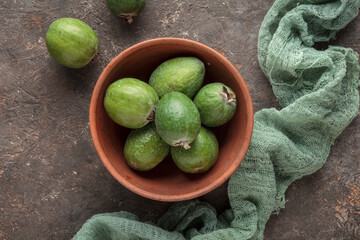 Feijoa in a bowl on table