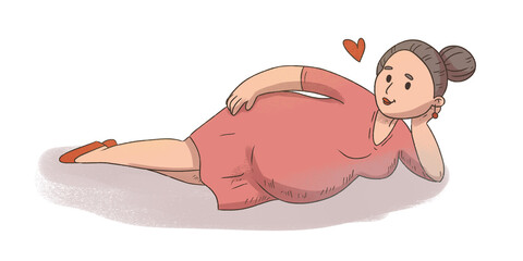 Pregnant woman in a playful mood. Romance during pregnancy